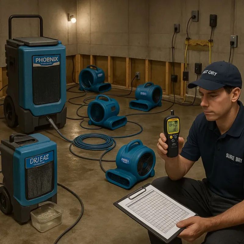 Structural Drying and Dehumidification process in Kensington, CA